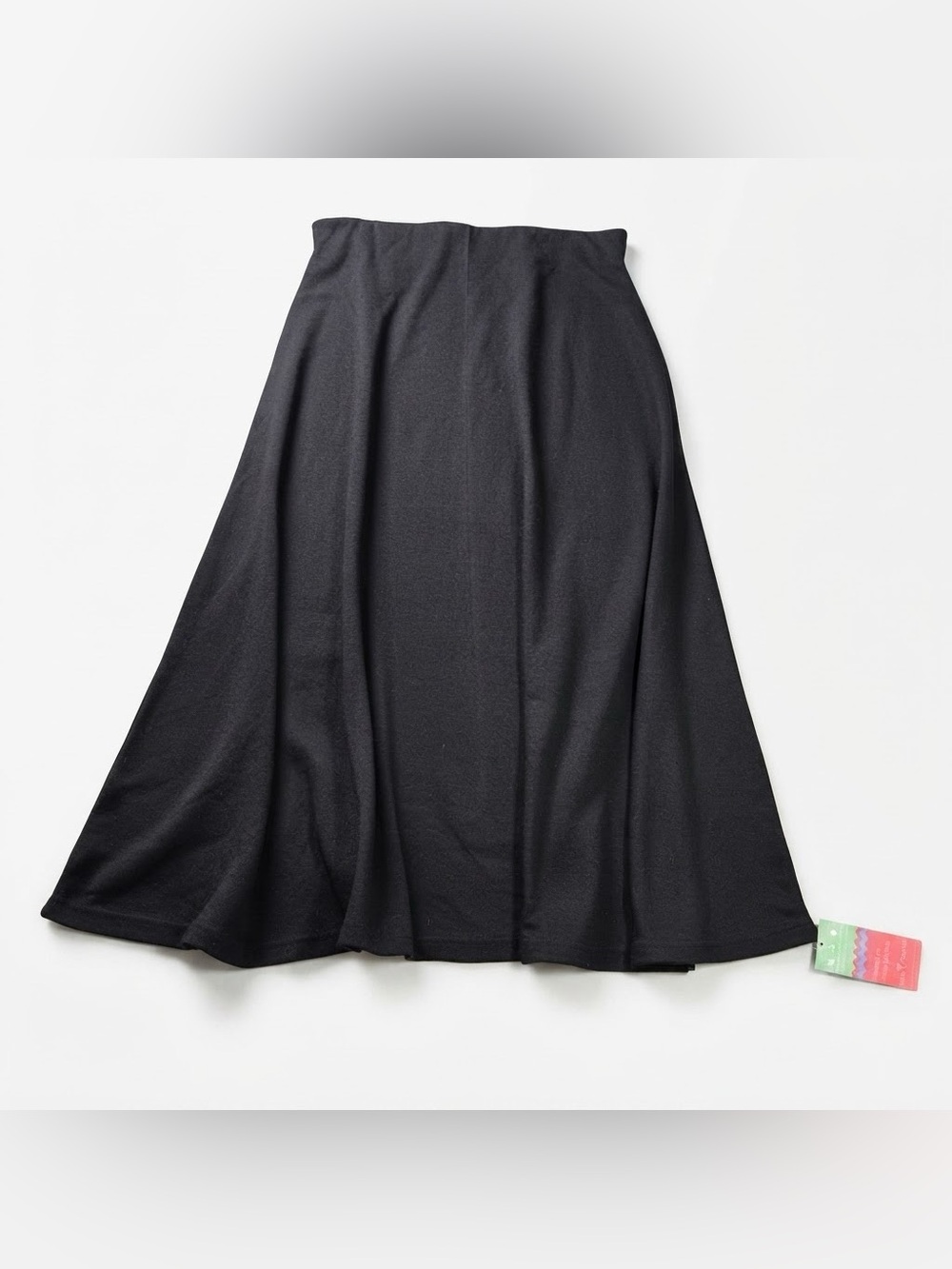 Dani's Choice Women's Black Elastic Waist A-Line Flared Midi Maxi Skirt Size L